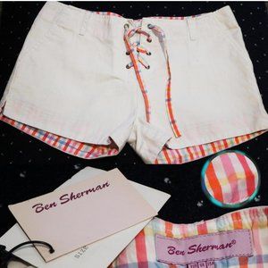 Ben Sherman Shorts White Gingham GREAT GIFT! New Boat Shorts Preppy Shorts Retro